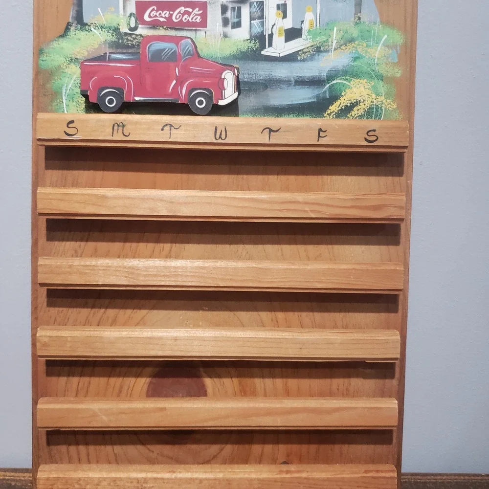 Coca-Cola Perpetual Calendar Wood Wall Decor General Store Red Truck Fair